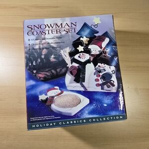 Snowman Coaster Set with Holder